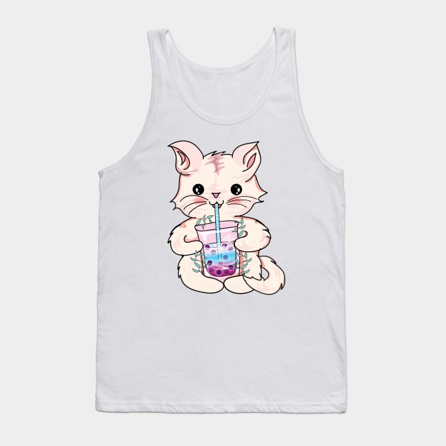 Cat boba tea Tank Top by Bossin